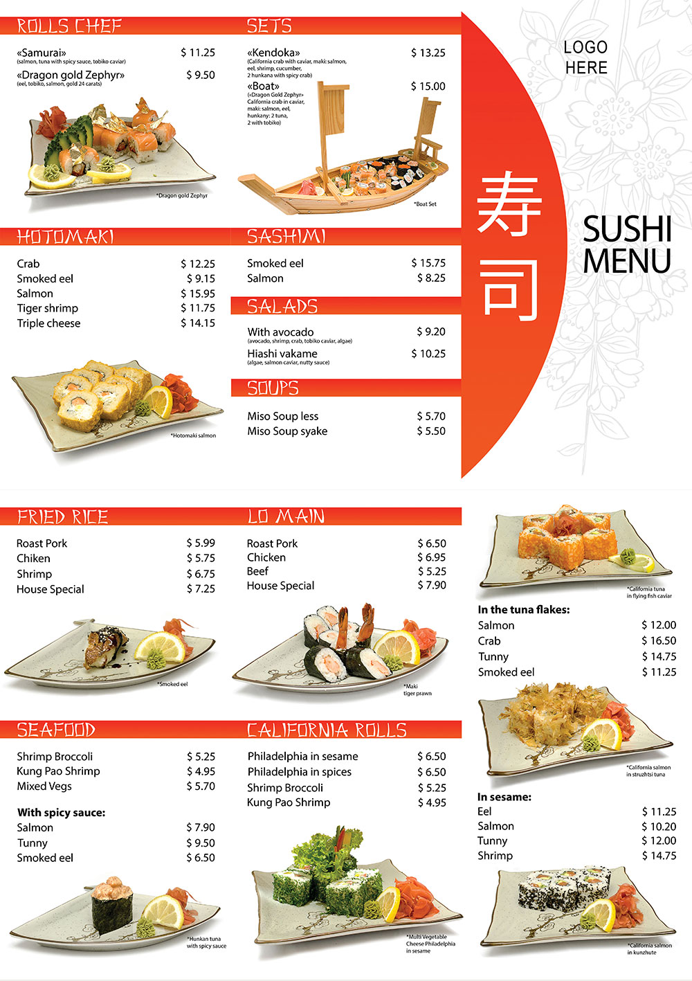 A3 Sushi Menu photoshop psd