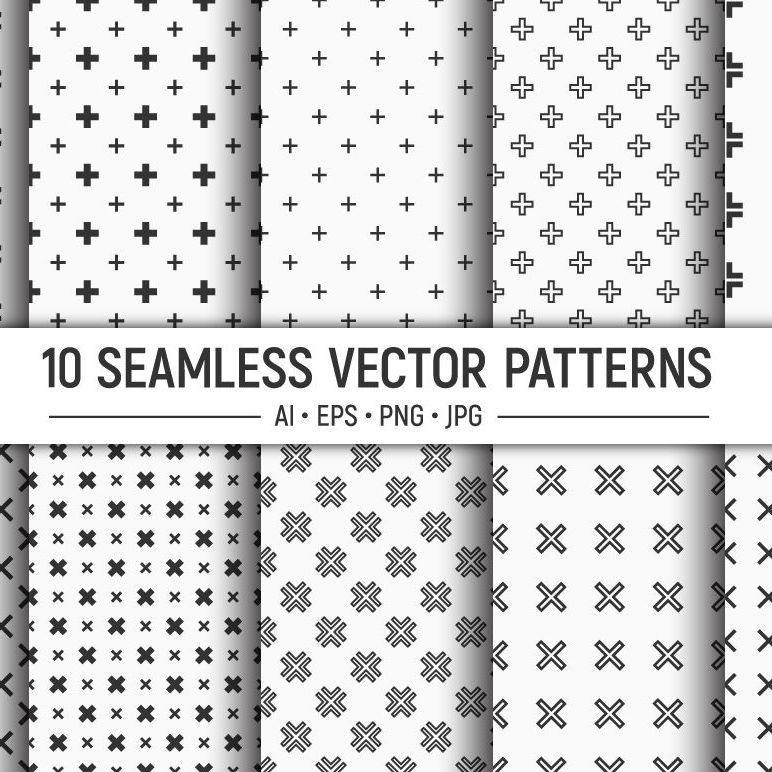 Seamless Crosses Vector Patterns