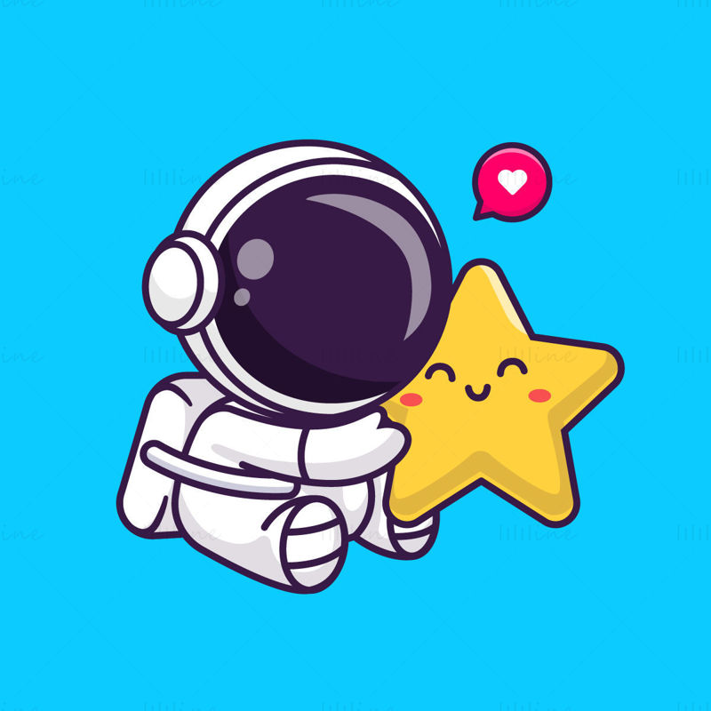 Astronauta De Dibujos Animados Con Vector De Estrellas