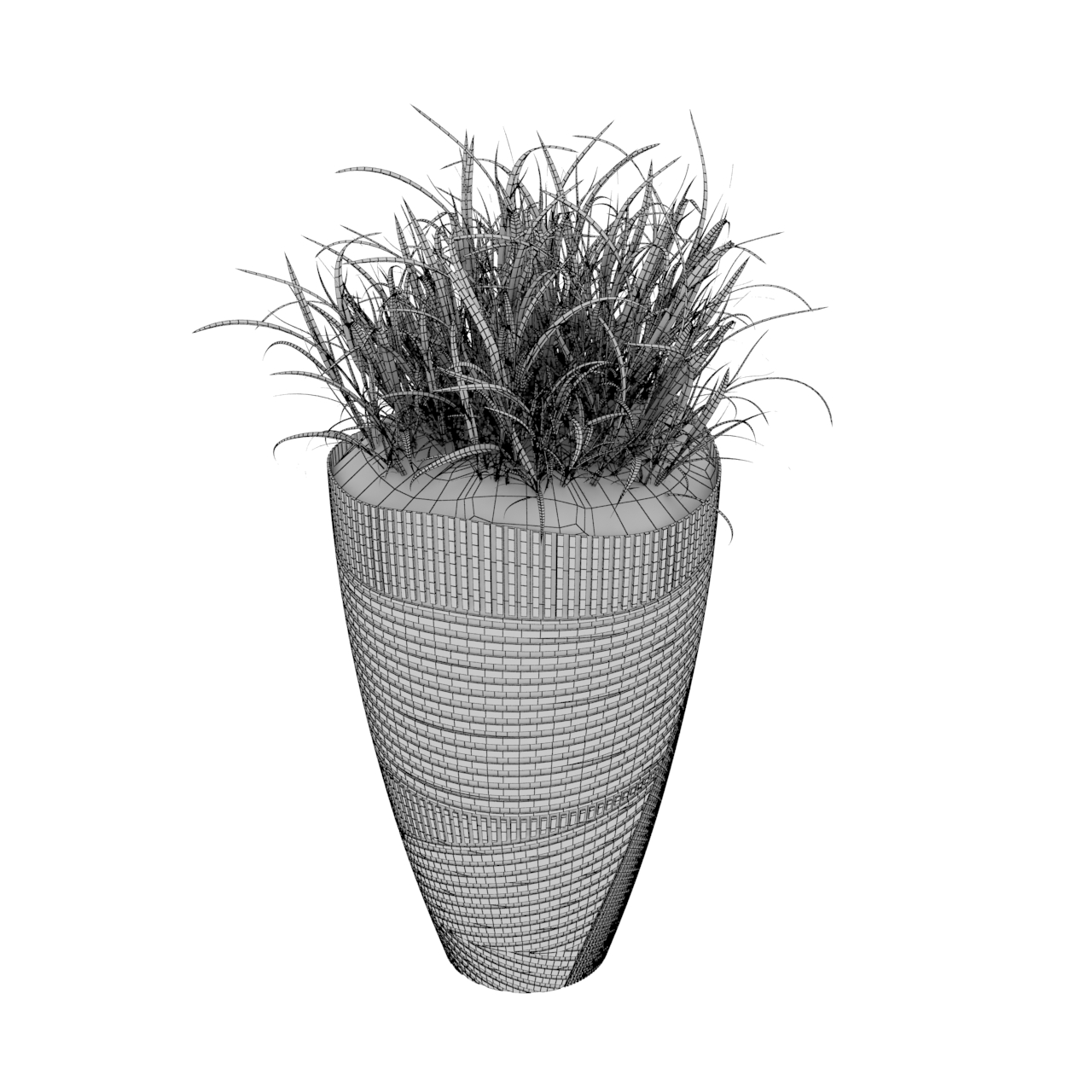 potted greenery grass 3d model