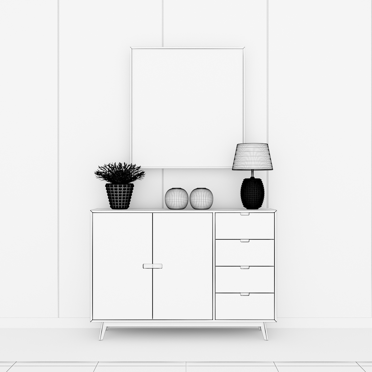 Side cupboard 3d model