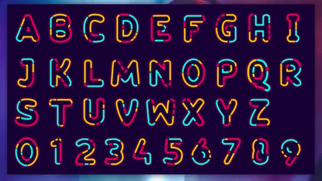 neon alphabet