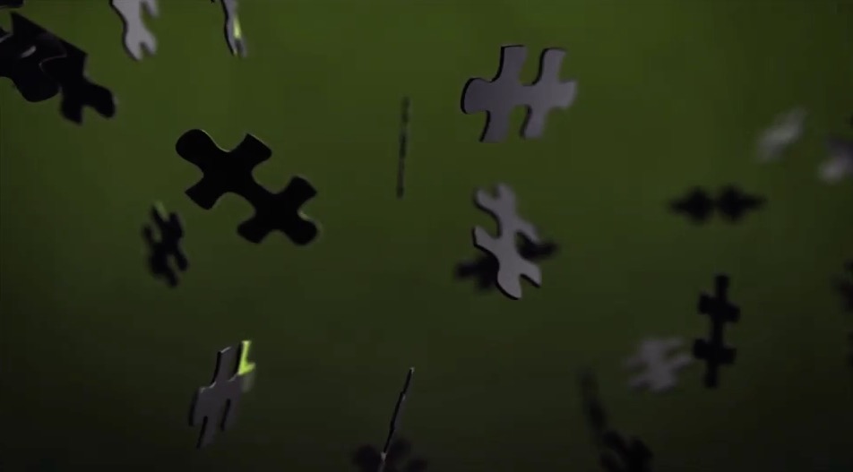 E3D puzzel elementen geanimeerd logo