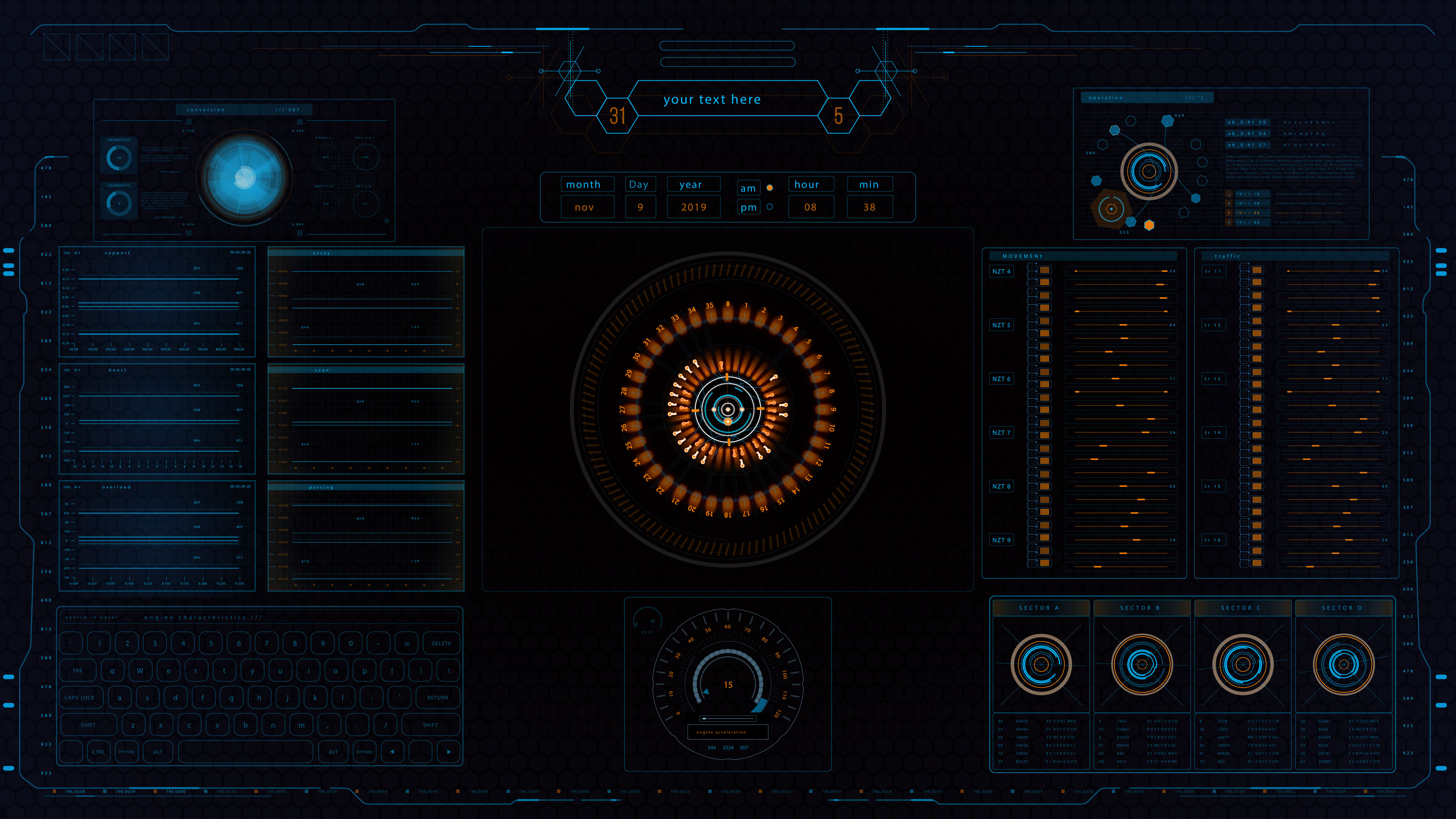 250 science fiction HUD animation elements