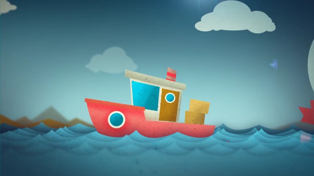 Cartoon boat animation logo
