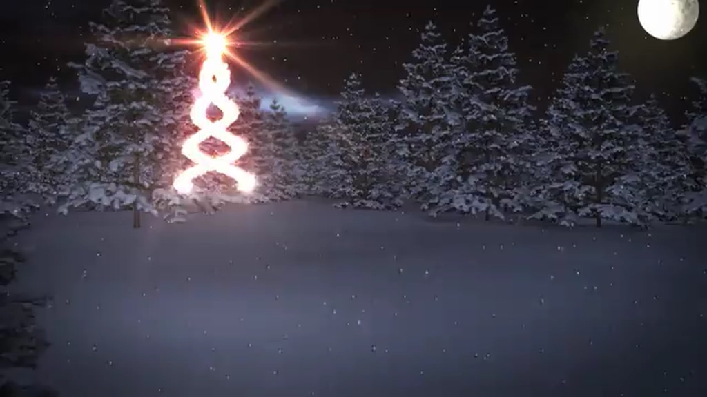 Particles surround Earth Christmas title