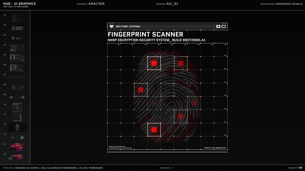 Elementos de animação de interface de jogo de filme de ficção científica