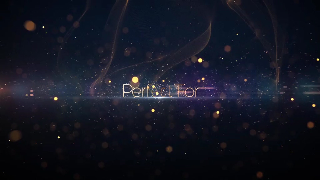 Golden particle text header animation