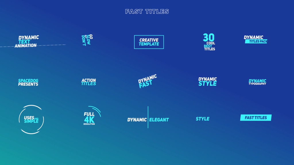 Più di 100 set di animazioni di titoli di testo