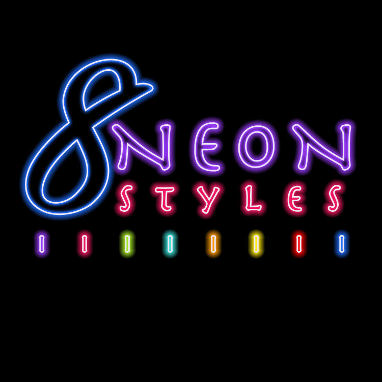 Neon PS Photoshop layer type de police Styles