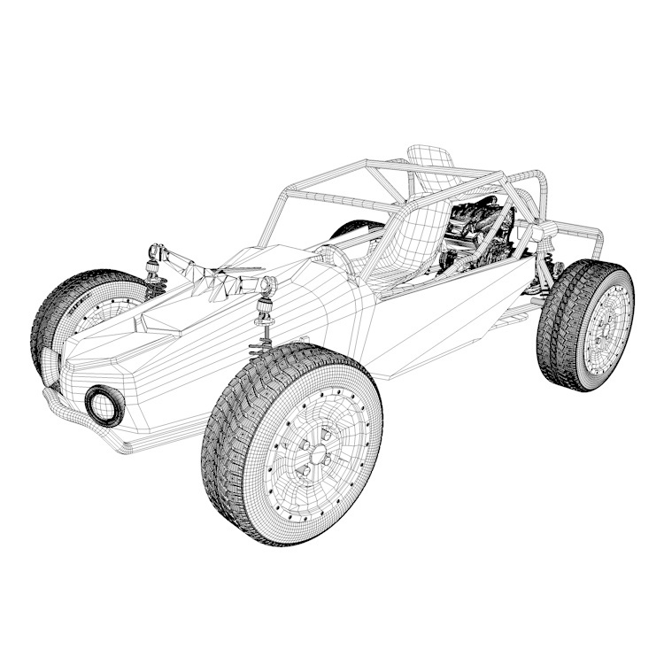 Véhicule VTT tout terrain dune modèle buggy 3d