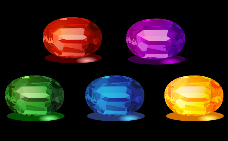 Šperky Ruby Emerald Sapphire Topaz Amethyst Vektor AI