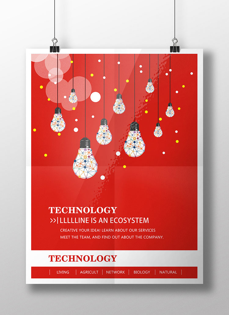 red background science technology Poster Templates