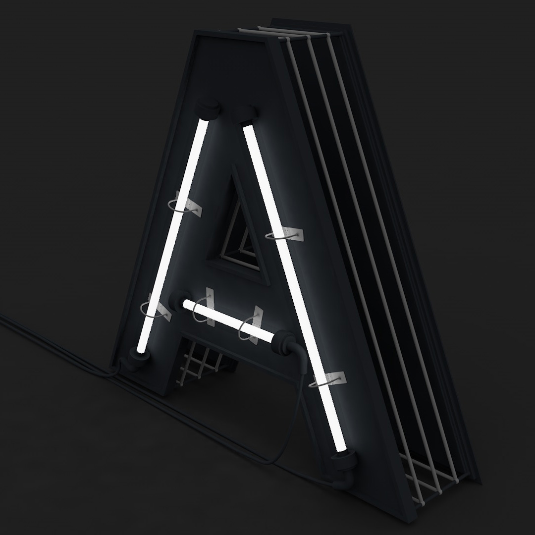 Modelo 3d Capital Alphabets con luces lamptube