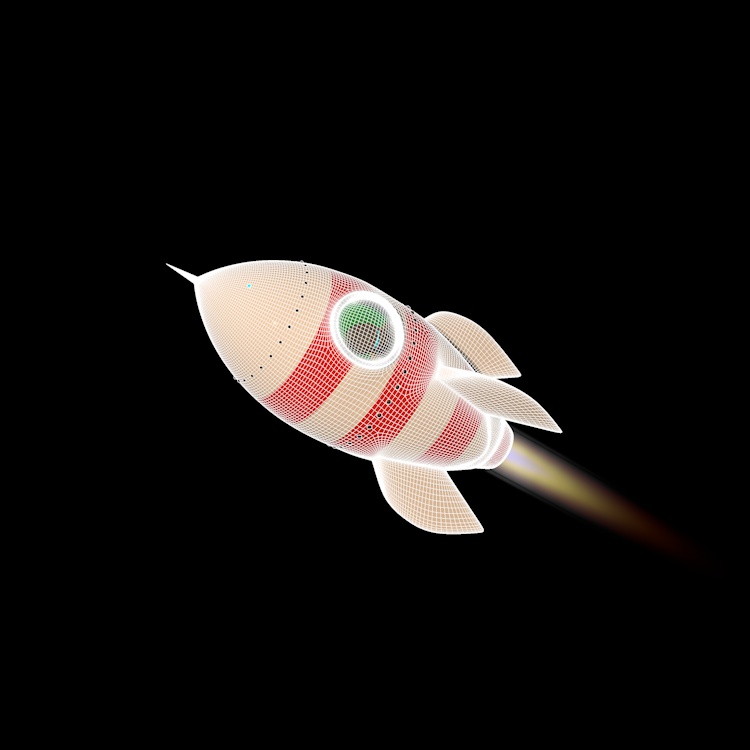 Cartoon rocket 3d model