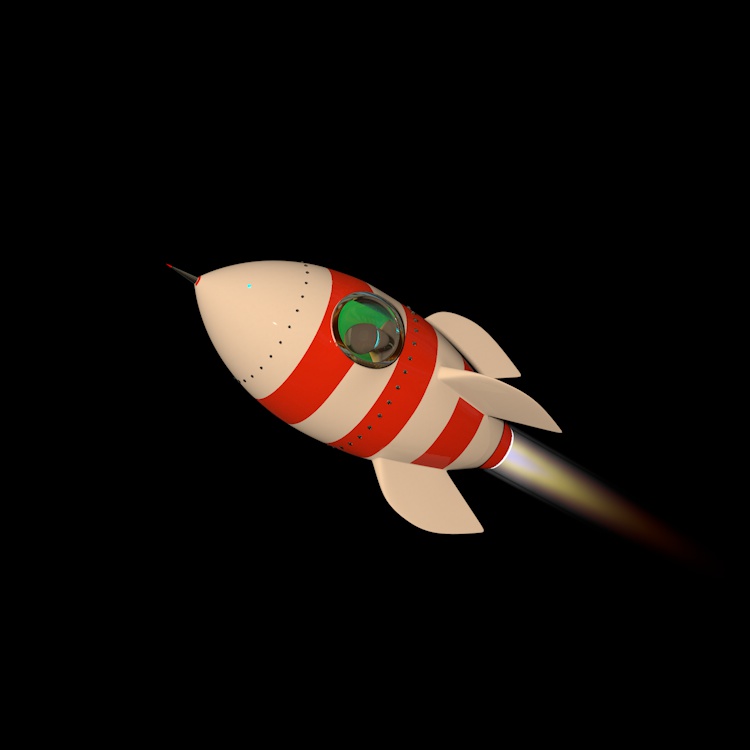 Cartoon rocket 3d model