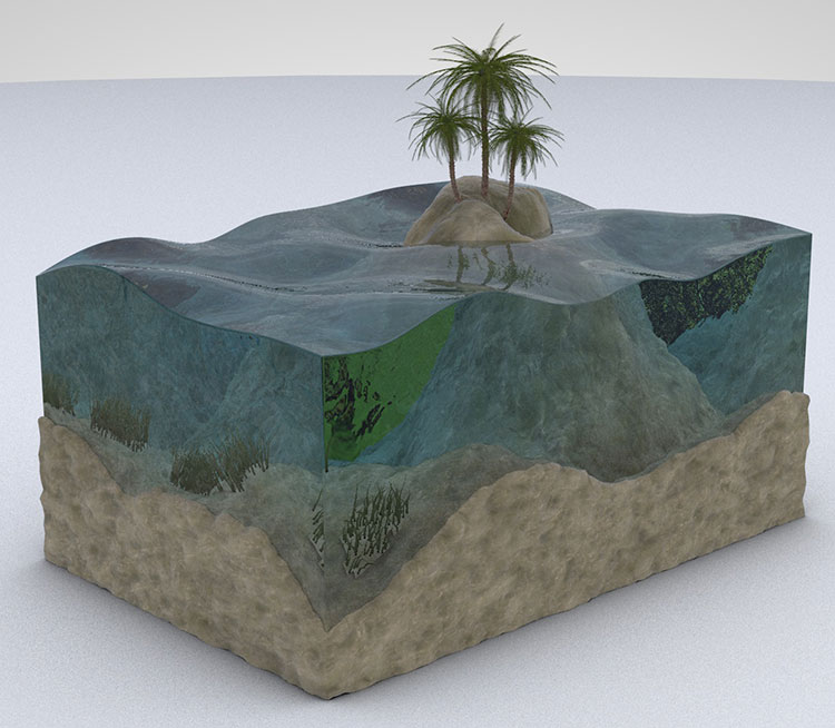 Earth Crust Layered Structure Landscape 3d model