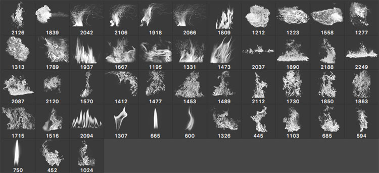 Realistic High Resolution Fire Flame Brushes