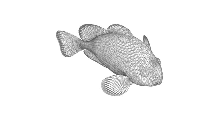 Modelo 3D de pescado animado enganchado
