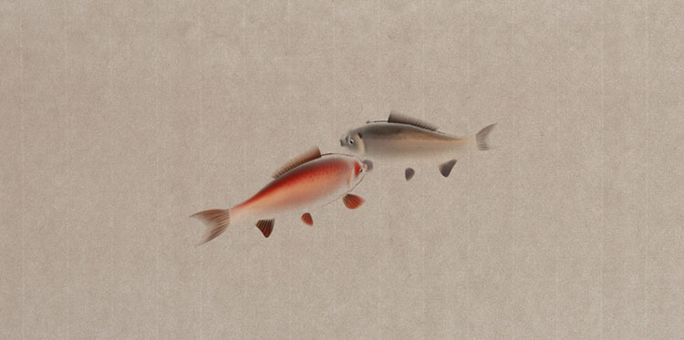 魚中国の絵画スタイルのアニメーション3Dモデルはアニメーション装備