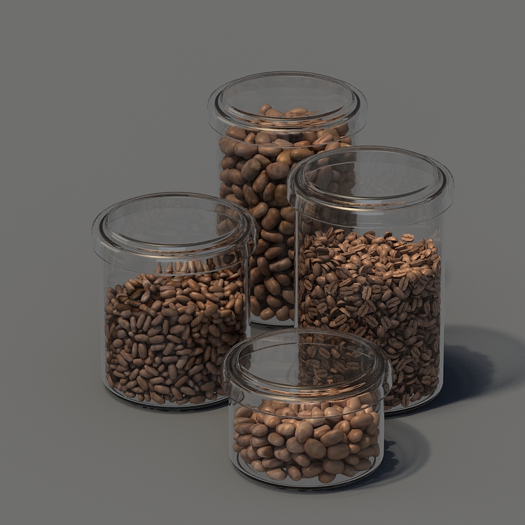 Garrafa de vidro de comida grão de café modelo 3d