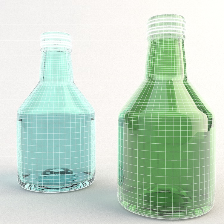 Glass bottles 3d model material