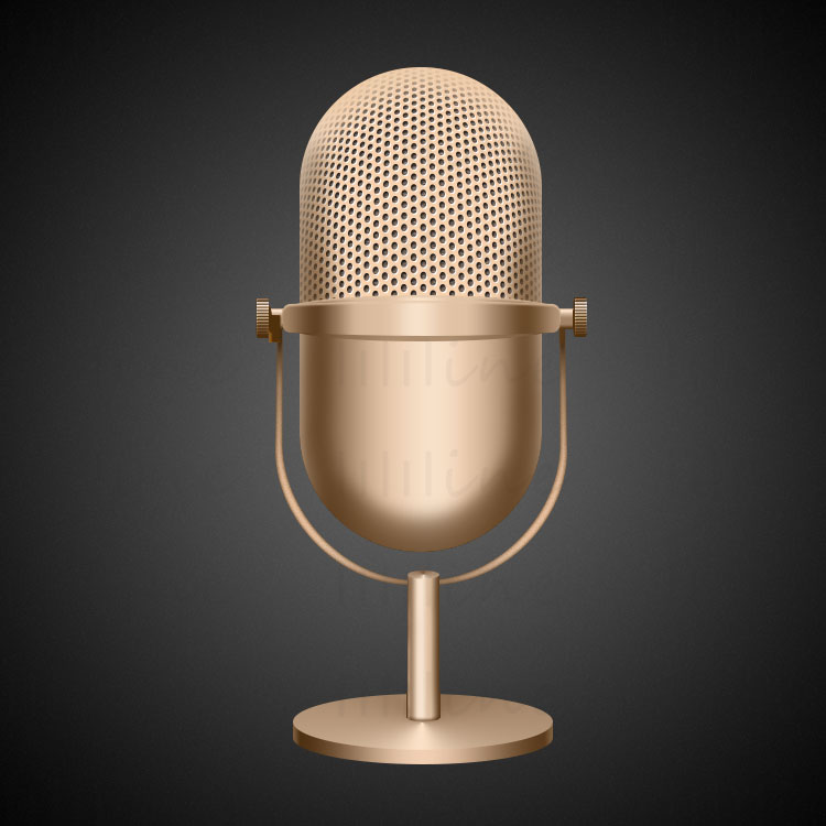 Ícone dourado do microfone Fundo transparente png
