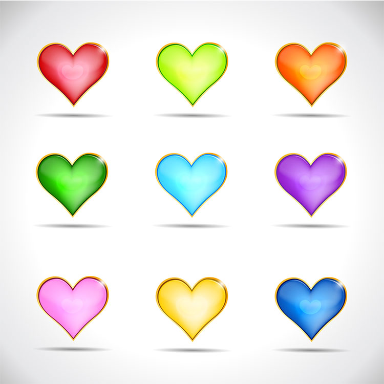 3d farge hjerte ai vektor form