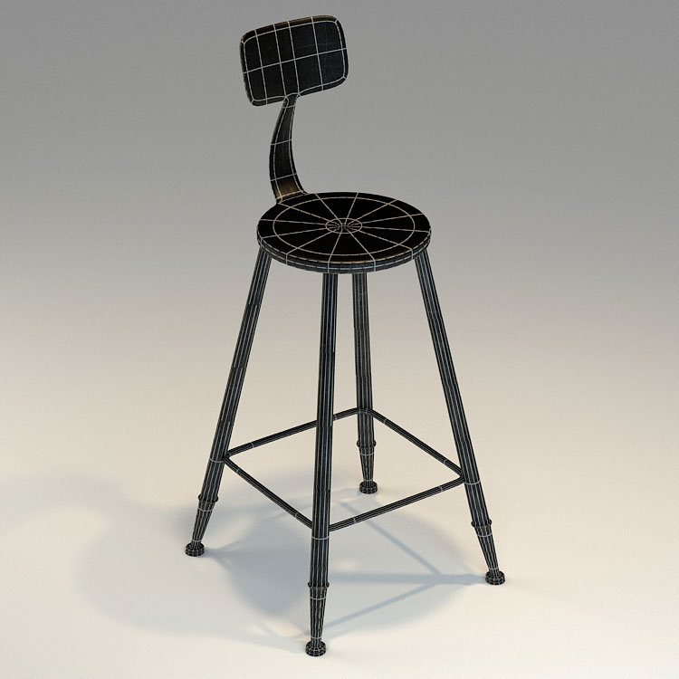 iron high chair 3d model