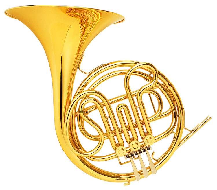 Horn Musikinstrument mit weißem Hintergrund