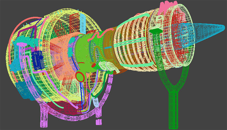 Sugárhajtású repülőgép sík repülőgépes motor 3D modellanyag
