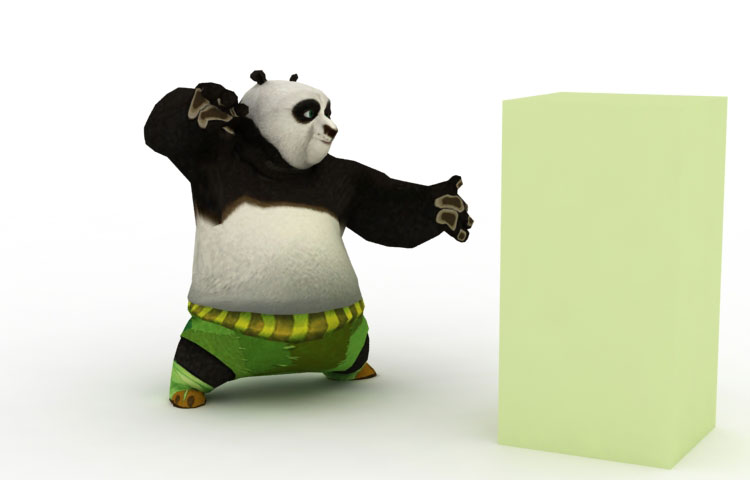 Kong fu panda dragon warrior po attaque low poly rigged animation animée