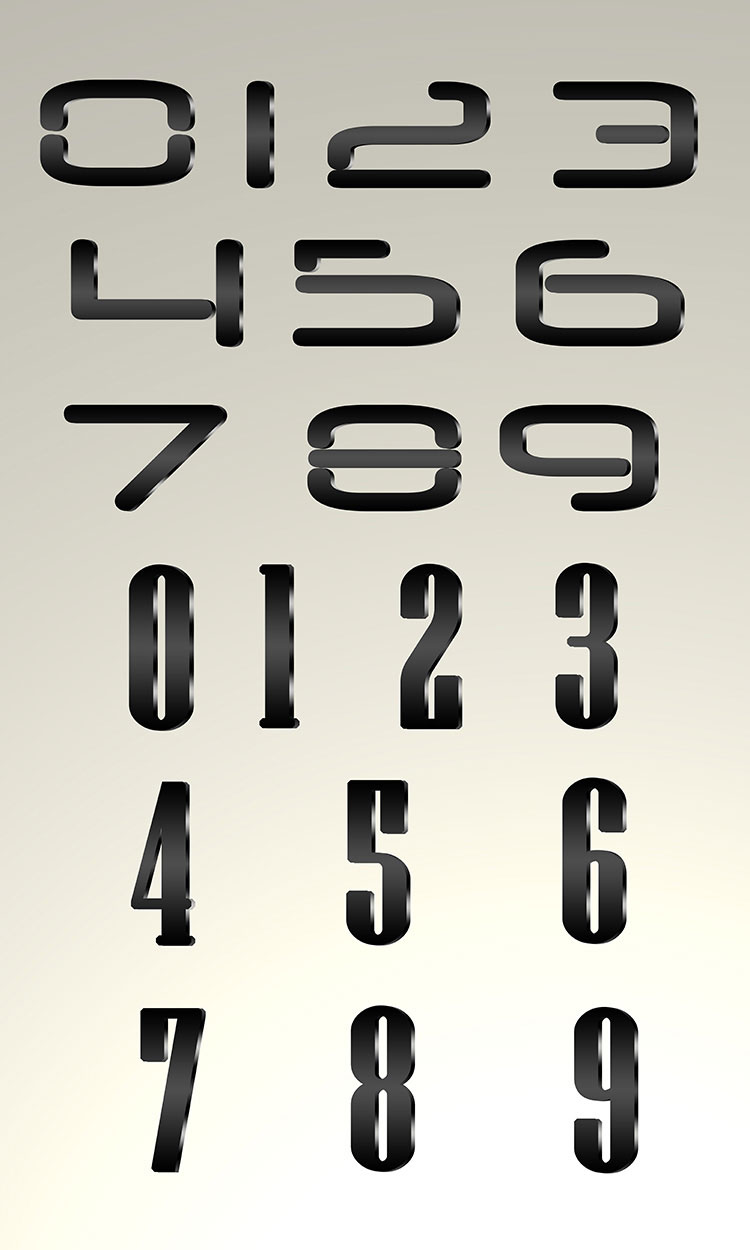 Ps stijl metaalstaal lettertype ontwerp laag stijl brief nummer
