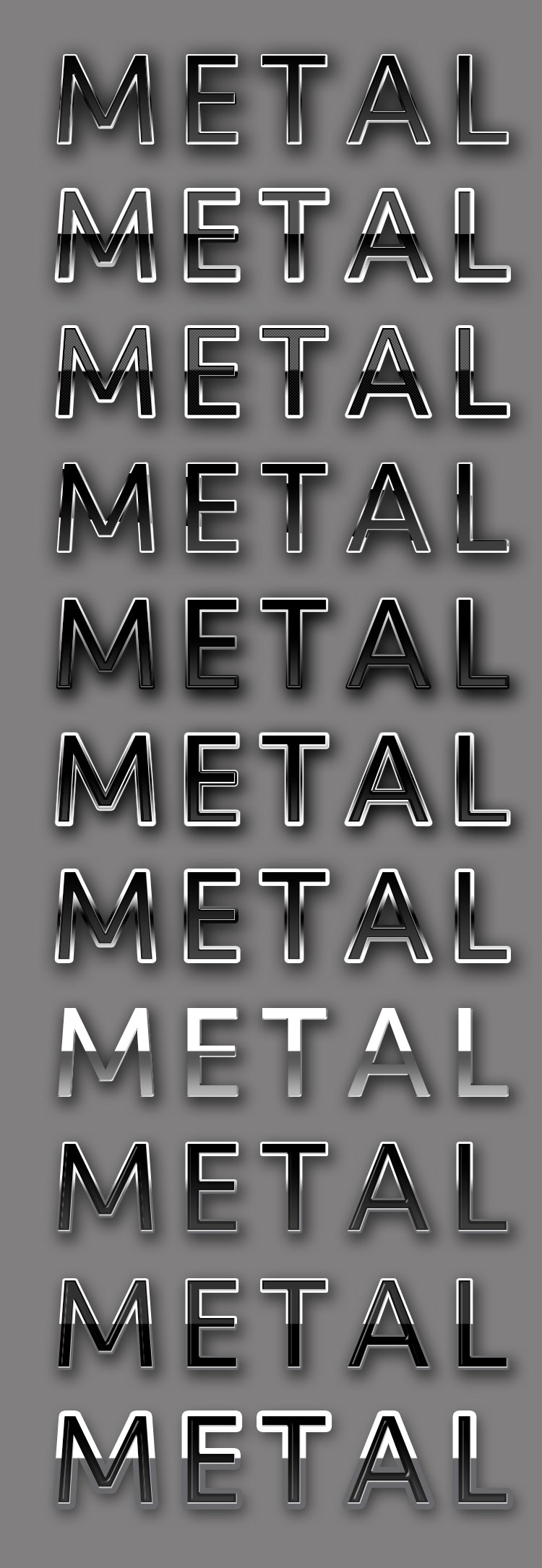 Metal PS Photoshopフォントのスタイル
