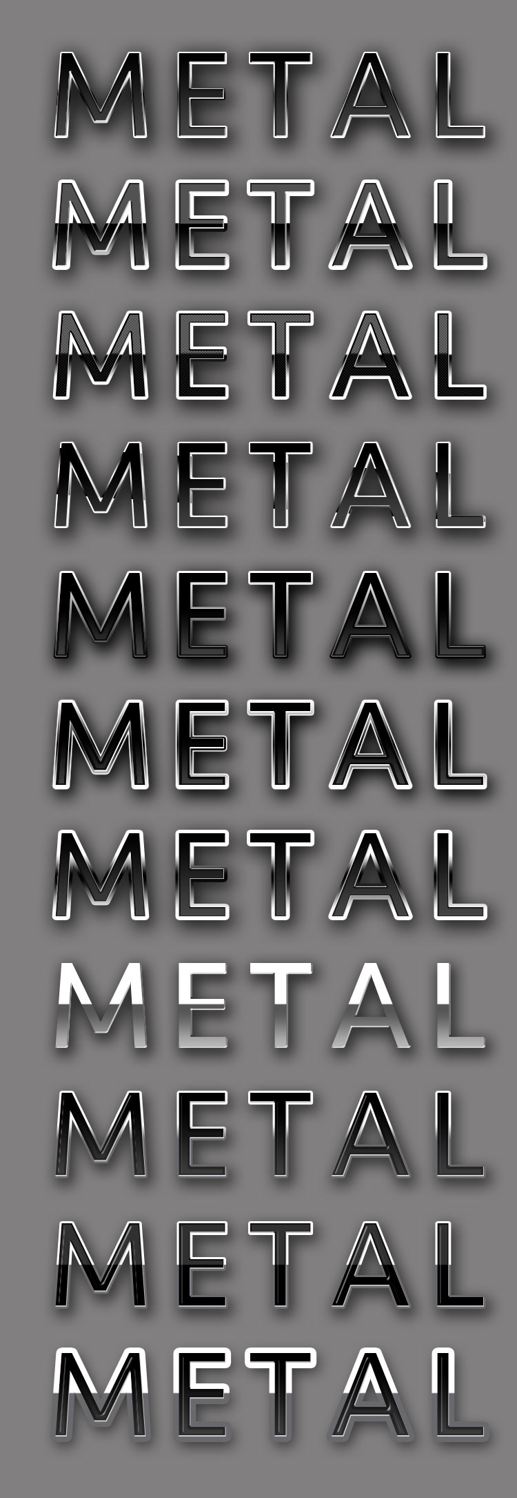 Estilo de fonte de metal PS Photoshop