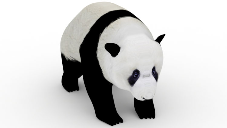 Panda model 3D cu un poligon mic