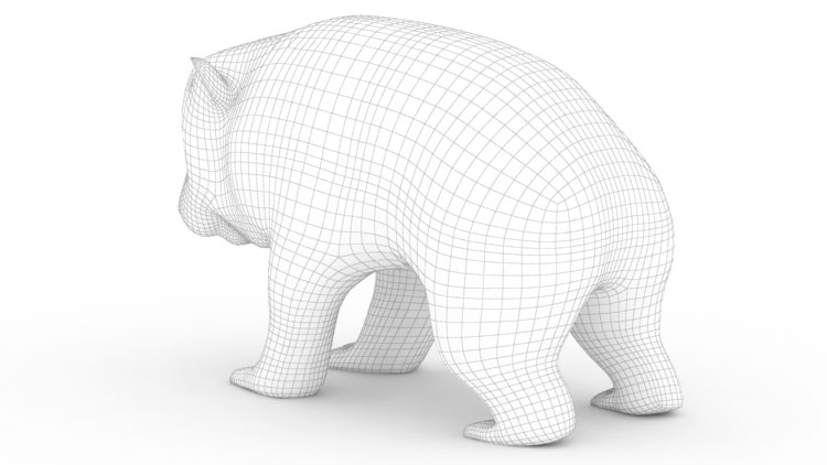 Modelul Panda 3D cu un poligon mic