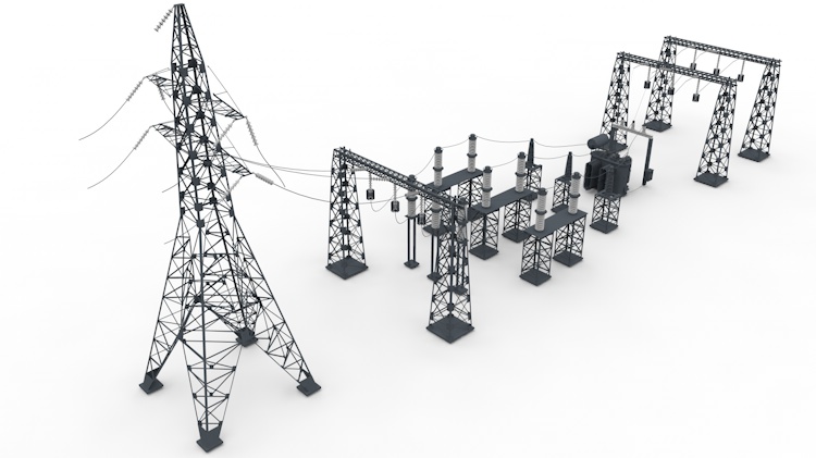 High voltage power station Power Grid 3d model