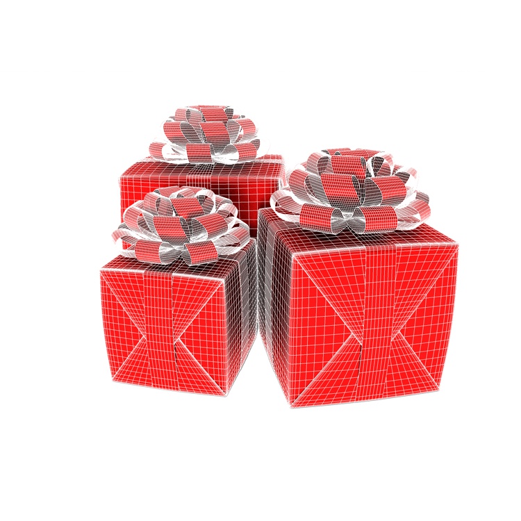 Presents box red ribbon 3d model