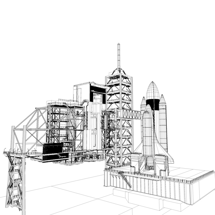 Space shuttle launch pad tower 3d model