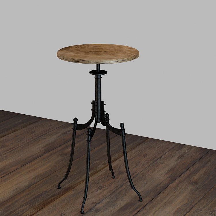 Висока дървена маса желязна маса 3d модел
