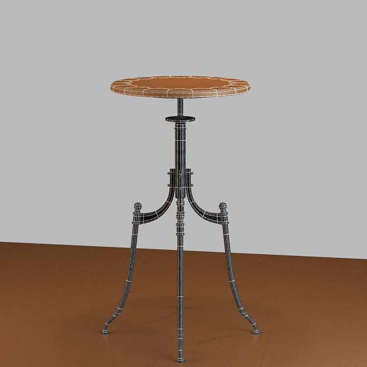 Vysoký dřevěný železný stůl 3d model