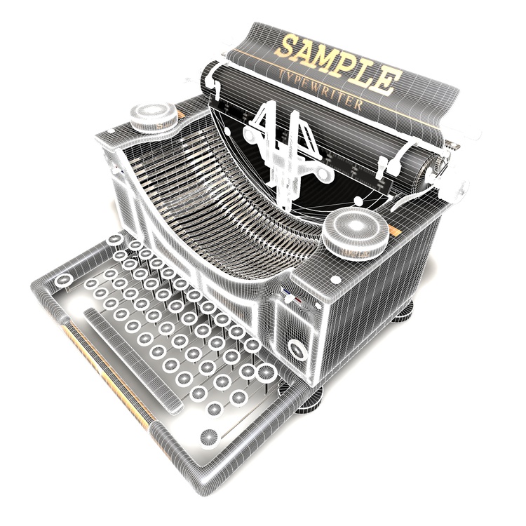 Modelo retro de la máquina de escribir 3d