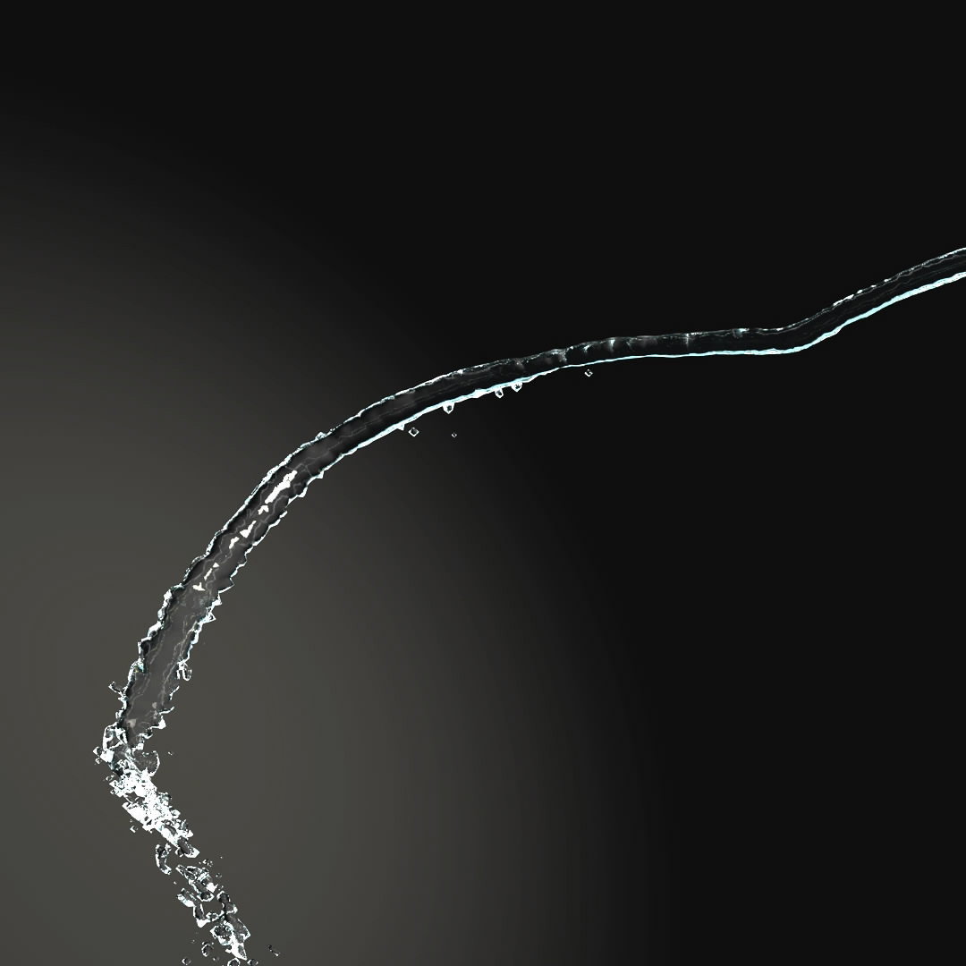 Столкновение с потоком воды 3D-анимация частиц