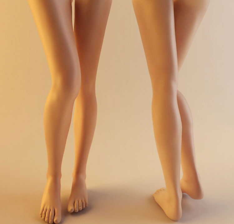 足のフィート人間の女性の女の子の体の現実的な文字の足フォトリアリスティックな女性の肌材料の質感