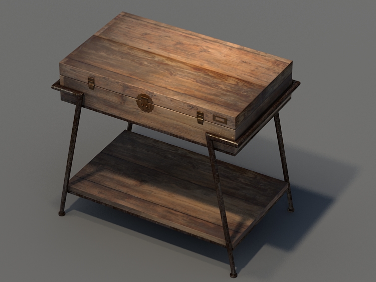 3D-Modell Holz Schreibtisch