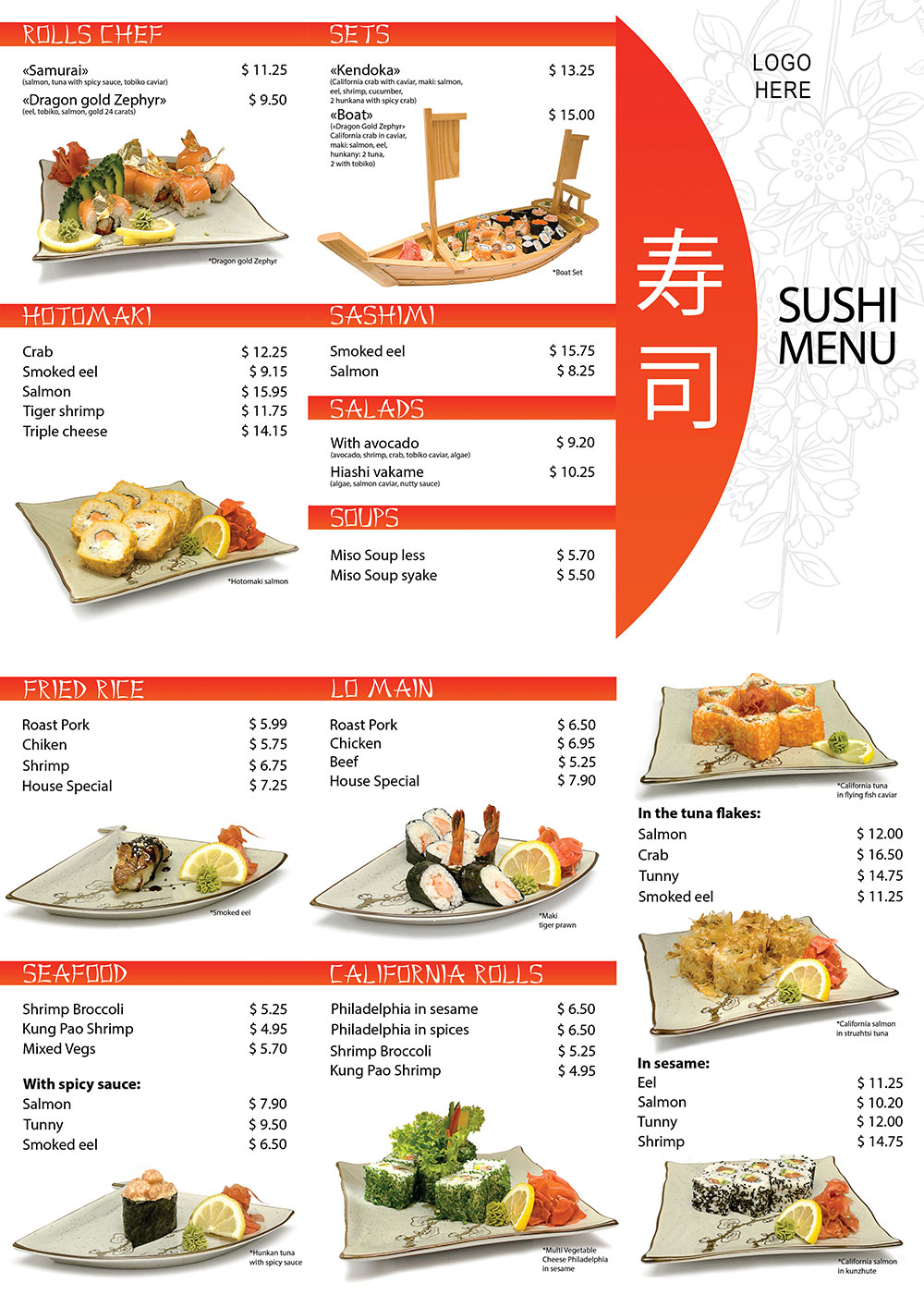 A4 Sushi Menu photoshop psd