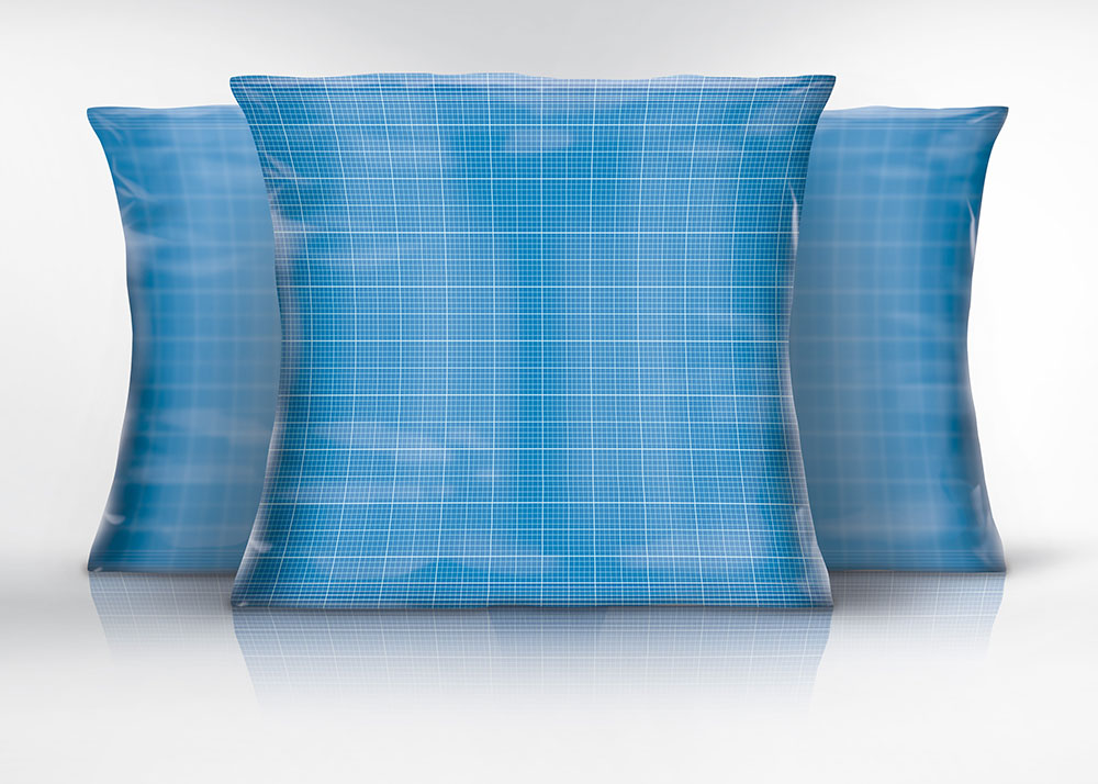 Coussin d'emballage trois photoshop psd mockup