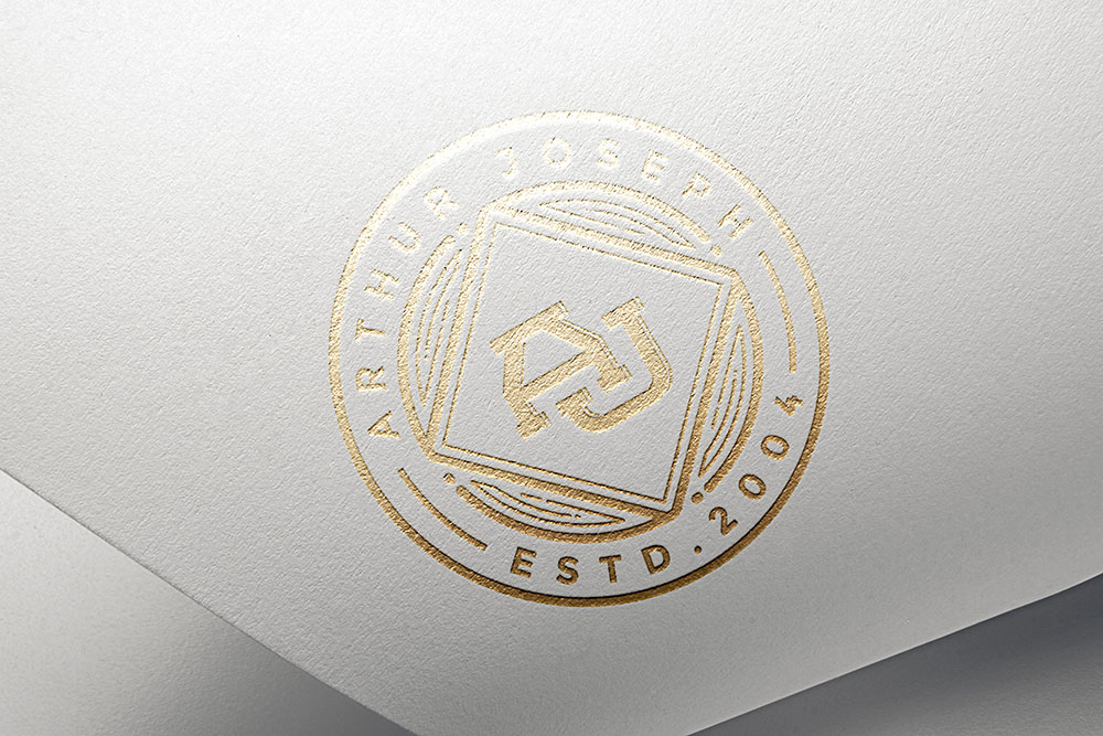 Gold bronzing logo mockup on paper 