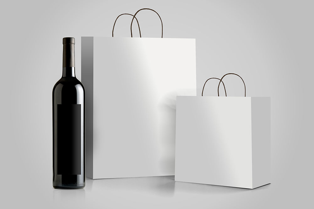 Red wine paper bag Branding Mock Up